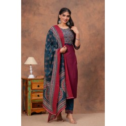 Teal Ethnic Elegance Suit Set