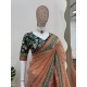 "Rusty Regal Net Saree with Embroidered Bangalori Blouse"
