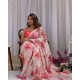 Printed Silk Saree – Blush Pink Floral