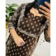 Brown Block Print Cotton Suit Set