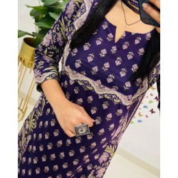 Purple Block Pront Cotton Suit