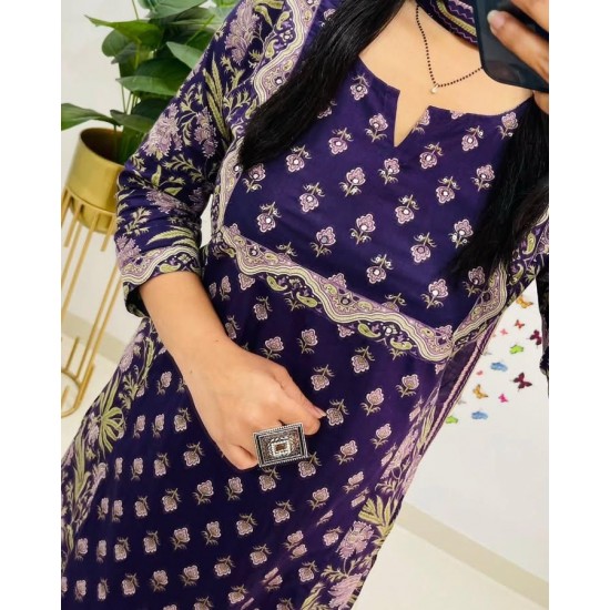 Purple Block Pront Cotton Suit