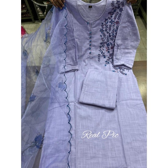  Lavender Bloom Embroidered Suit Set 