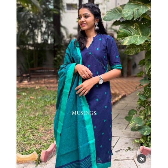 Blue Cotton Suit Set