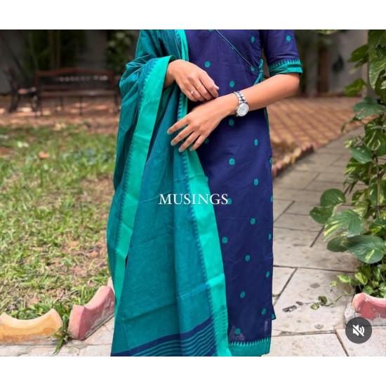 Blue Cotton Suit Set