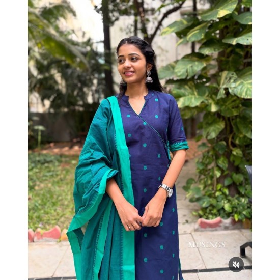 Blue Cotton Suit Set