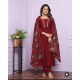 Maroon Bloom Rayon Suit Set