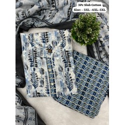 Blush Bloom Printed Cotton Suit – 3PC Slub Set