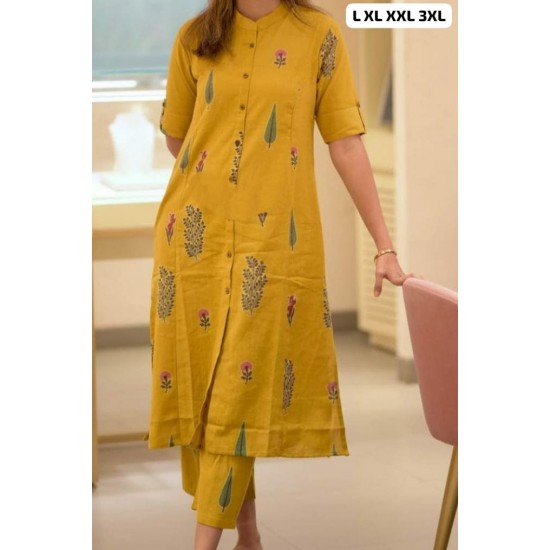 Mustard Printed Cotton Suit Set Mustard Printed Cotton Suit Set