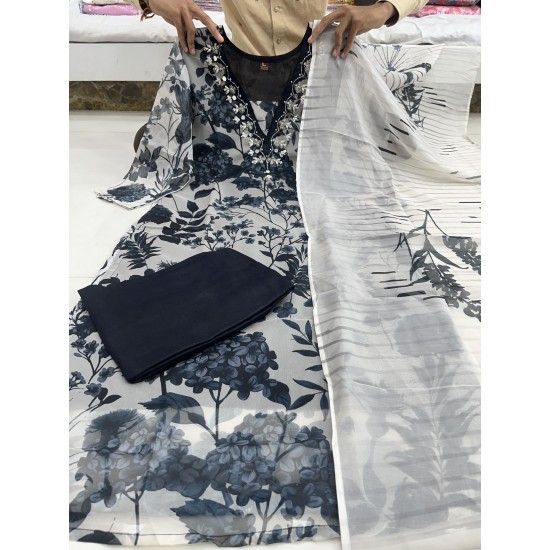 Ivory Bloom Cotton Kurti