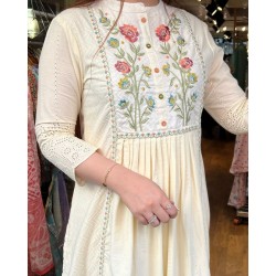 Elegant Ivory Floral Embroidered Anarkali Suit