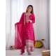 Hot Pink Chinon Silk Embroidered Suit Set