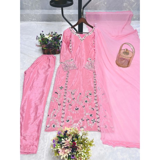 Blush Pink Embroidered  Suit Set