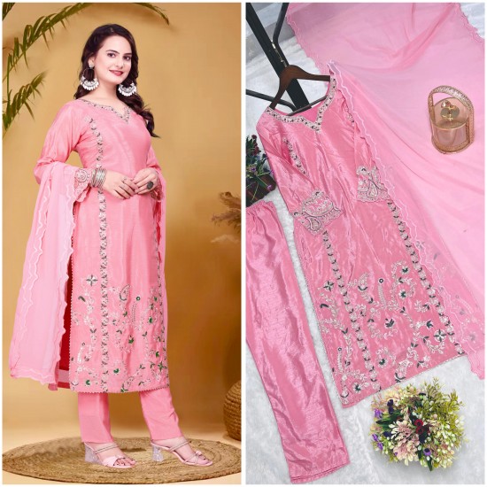 Blush Pink Embroidered  Suit Set