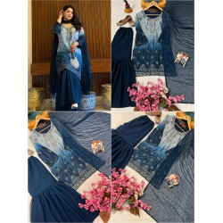 Ombre Elegance Chinon Silk Suit Set – Midnight Blue