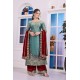 Regal Teal & Maroon Embroidered Sharara Suit