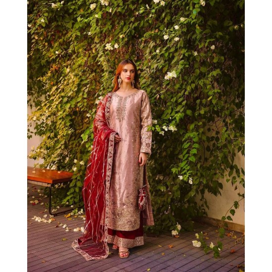 Blush Rose Luxe Embroidered Sharara Suit