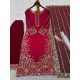 Crimson Bloom Embroidered Sharara Suit