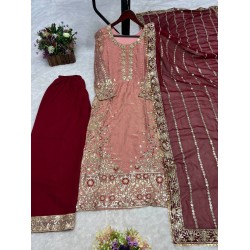 Blush Rose Luxe Embroidered Sharara Suit