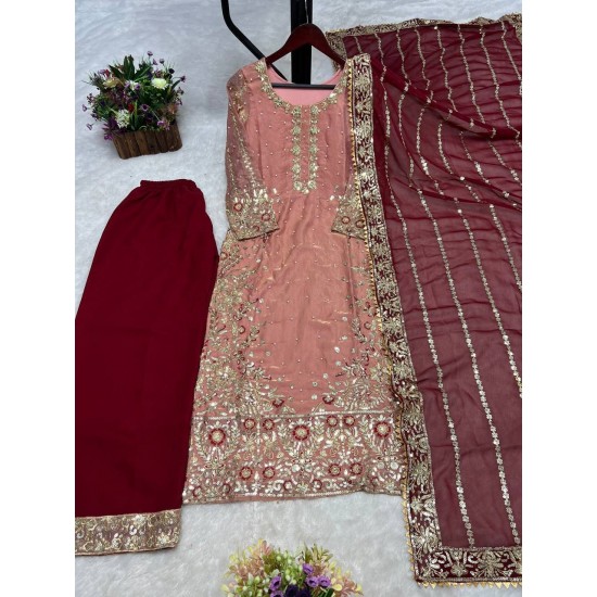 Blush Rose Luxe Embroidered Sharara Suit