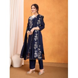 Midnight Black Bloom Embroidered Silk Suit Set