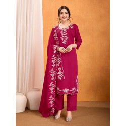 Rose Blush Embroidered Silk Suit Set
