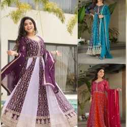 Plum & Lavender Noor Zari Embroidered Anarkali Set  Plum & Lavender Noor Zari Embroidered Anarkali Set