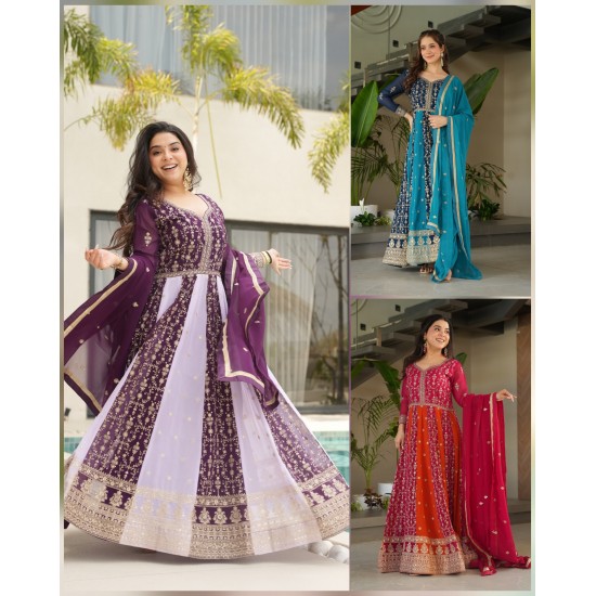  Plum & Lavender Noor Zari Embroidered Anarkali Set