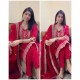 Ruby Red Embroidered Straight Suit