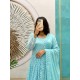 Sky Blue Chikankari Embroidered Anarkali Suit