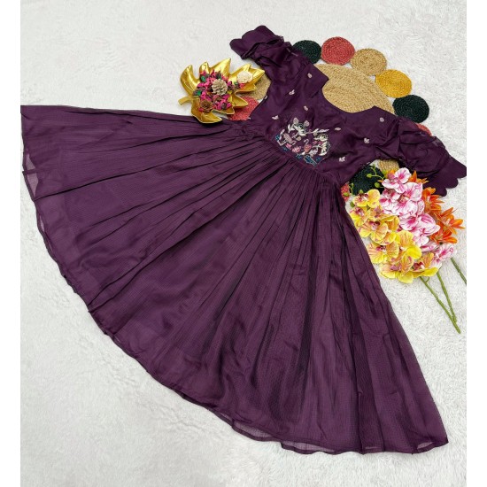 Wine Purple Embroidered Flared Dress  Wine Purple Embroidered Flared Dress