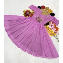 Lavender Embroidered Flared Dress