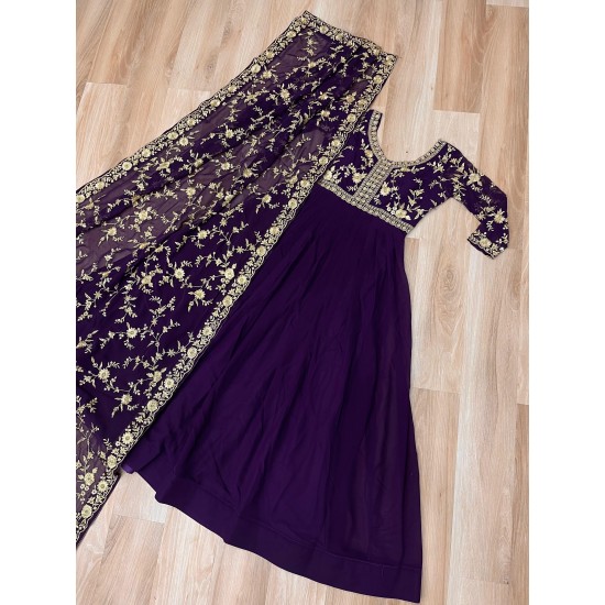 Imperial Plum Embroidered Anarkali Set