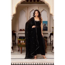 Midnight Elegance Black Anarkali Suit Set Midnight Elegance Black Anarkali Suit Set