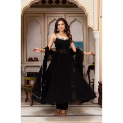 Midnight Elegance Black Anarkali Suit Set Midnight Elegance Black Anarkali Suit Set
