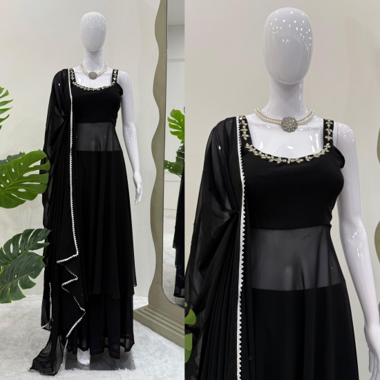 Midnight Elegance Black Anarkali Suit Set