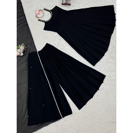 Midnight Elegance Black Anarkali Suit Set