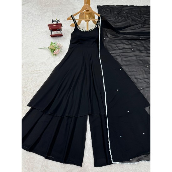 Midnight Elegance Black Anarkali Suit Set