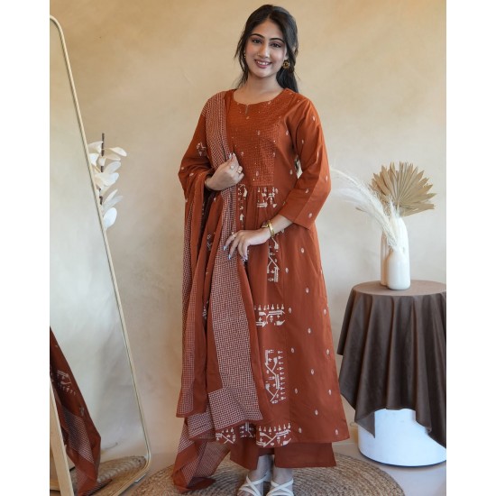 Rust Tribal Handblock Print Suit Set