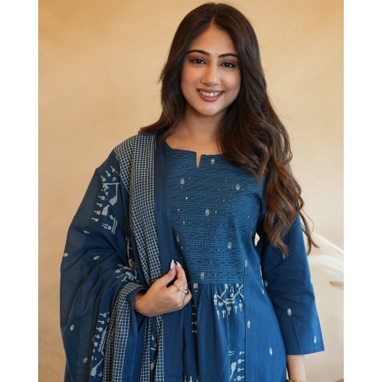 Indigo Blue Tribal Handblock Print Suit Set