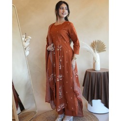 Rust Tribal Handblock Print Suit Set