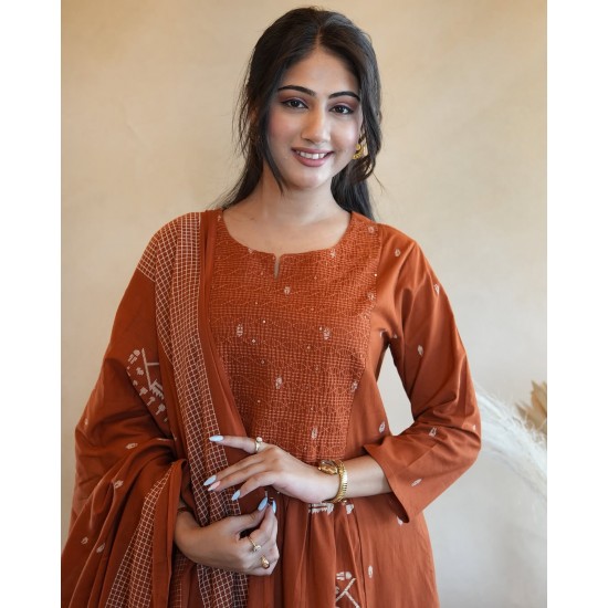 Rust Tribal Handblock Print Suit Set
