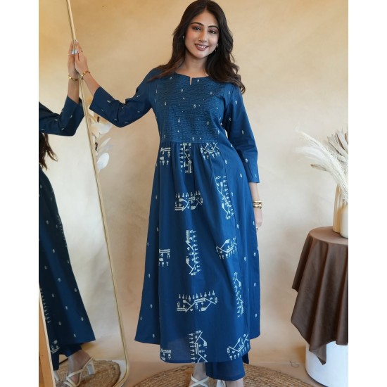 Indigo Blue Tribal Handblock Print Suit Set