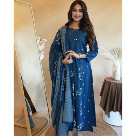 Indigo Blue Tribal Handblock Print Suit Set