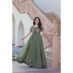 Olive Charm Embroidered Gown