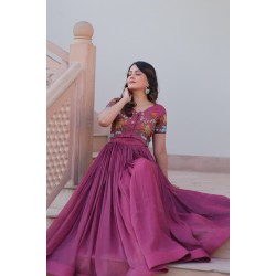 Rosewood Elegance Embroidered Gown