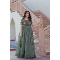 Olive Charm Embroidered Gown