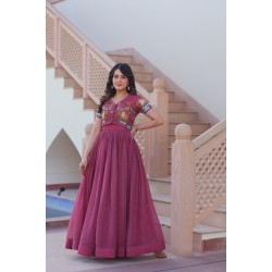 Rosewood Elegance Embroidered Gown