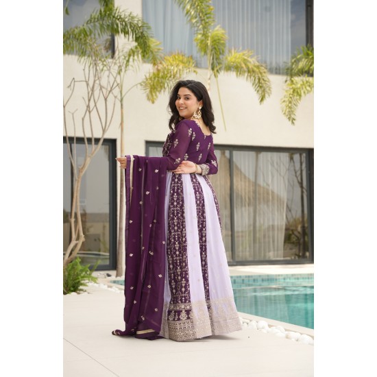  Plum & Lavender Noor Zari Embroidered Anarkali Set