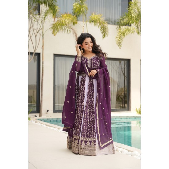  Plum & Lavender Noor Zari Embroidered Anarkali Set